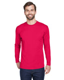 UltraClub-8422-Cool & Dry Sport Long Sleeve Performance Interlock T Shirt-RED