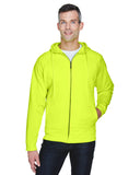 UltraClub-8463-Rugged Wear Thermal Lined Full Zip Fleece Hooded Sweatshirt-LIME