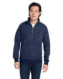 J America-8713JA-Aspen Fleece Quarter Zip Sweatshirt-NAVY SPECK