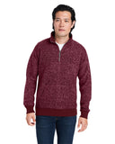J America-8713JA-Aspen Fleece Quarter Zip Sweatshirt-BURGUNDY SPECK