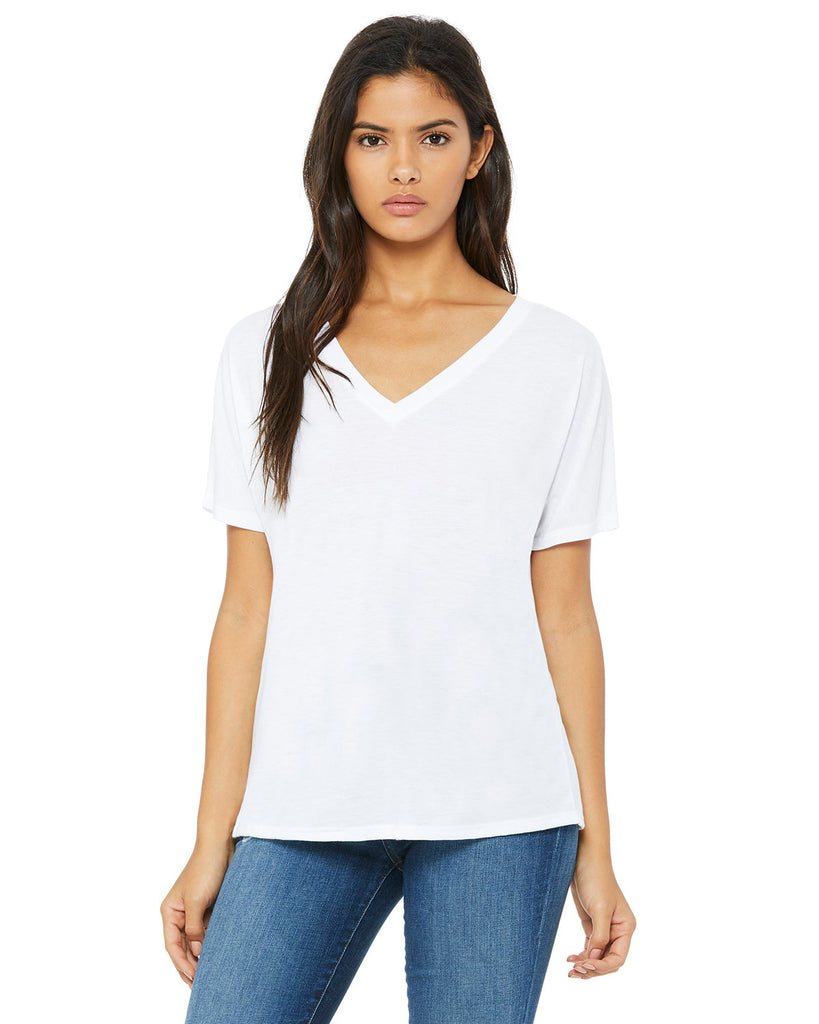 Bella + Canvas-8815-Slouchy V Neck T Shirt-WHITE