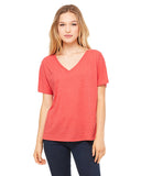 Bella + Canvas-8815-Slouchy V Neck T Shirt-RED TRIBLEND