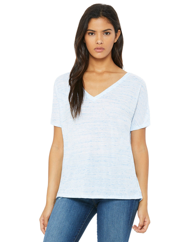 Bella + Canvas-8815-Slouchy V Neck T Shirt-BLUE MARBLE