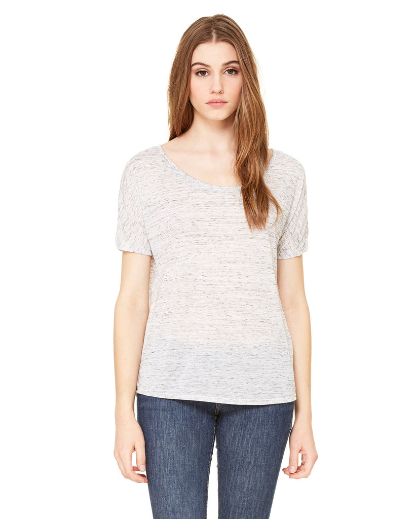 Bella + Canvas-8816-Slouchy Scoop Neck T Shirt-WHITE MARBLE