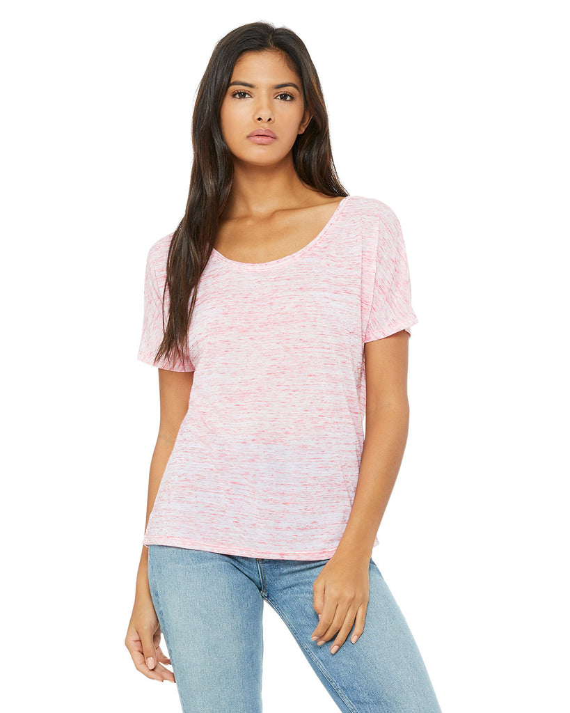 Bella + Canvas-8816-Slouchy Scoop Neck T Shirt-RED MARBLE
