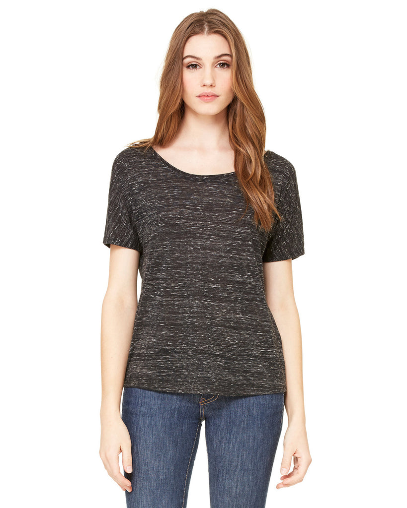 Bella + Canvas-8816-Slouchy Scoop Neck T Shirt-BLACK MARBLE