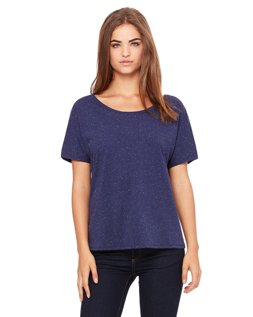Bella + Canvas-8816-Slouchy Scoop Neck T Shirt-NAVY SPECKLED
