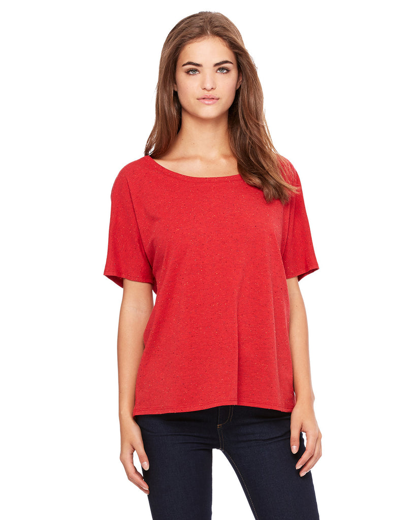 Bella + Canvas-8816-Slouchy Scoop Neck T Shirt-RED SPECKLED