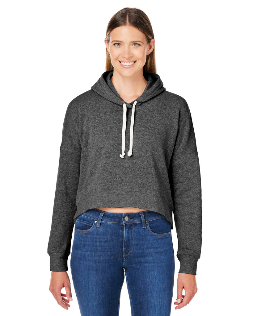 J America-8853JA-Triblend Cropped Hooded Sweatshirt-BLACK TRIBLEND