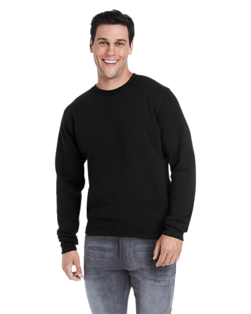 J America-8870JA-Triblend Crewneck Sweatshirt-BLACK SOLID