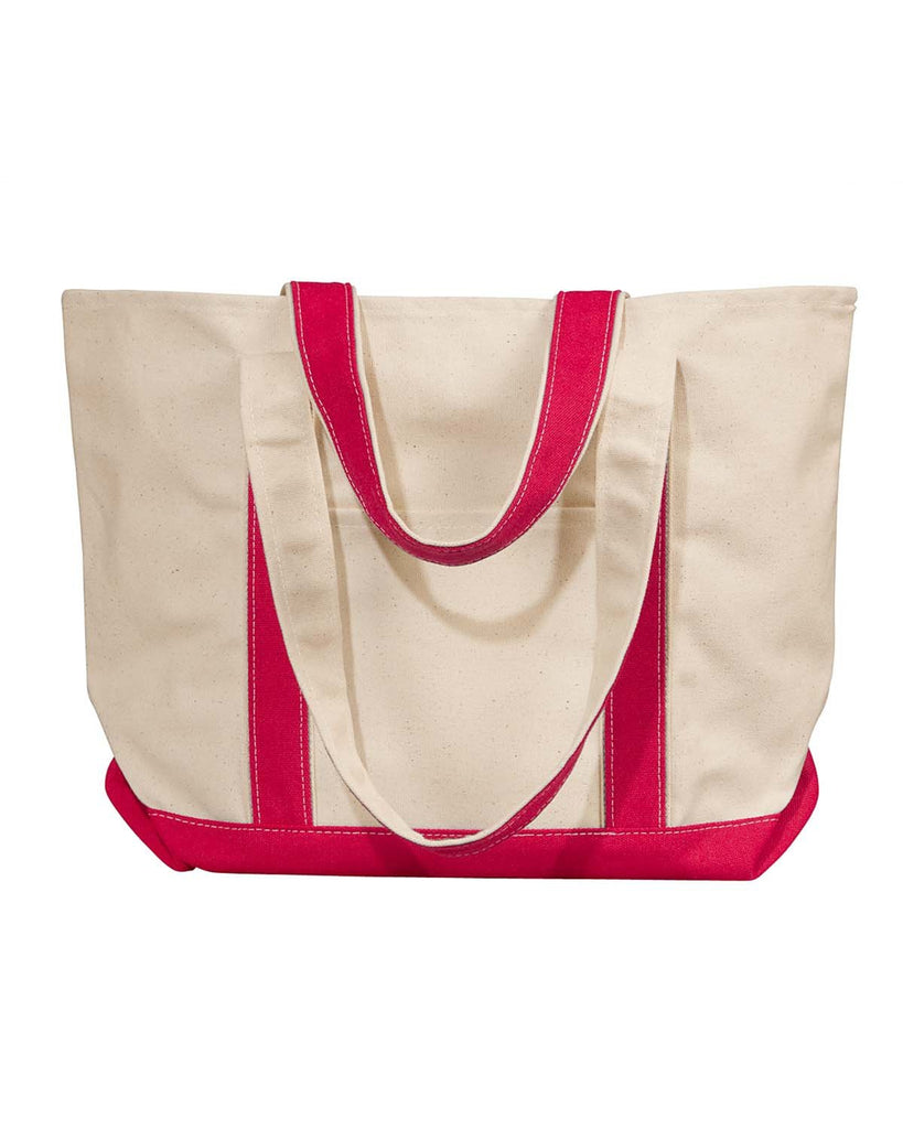 Liberty Bags-8871-Windward Large Cotton Canvas Classic Boat Tote-NATURAL/ RED