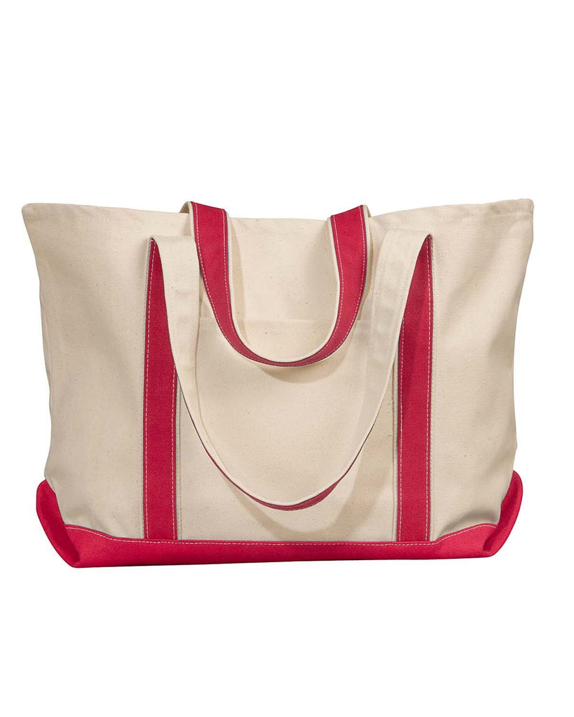 Liberty Bags-8872-Carmel Classic XL Cotton Canvas Boat Tote-NATURAL/ RED