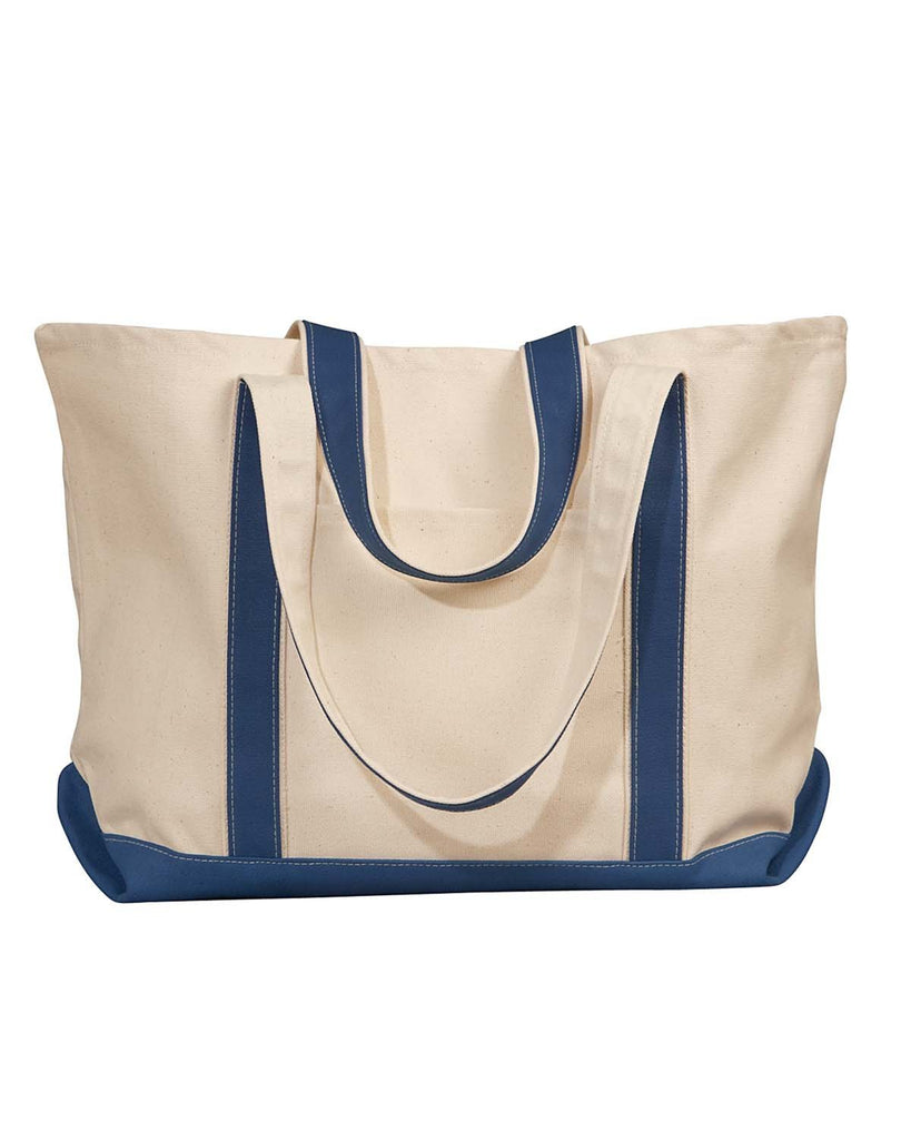 Liberty Bags-8872-Carmel Classic XL Cotton Canvas Boat Tote-NATURAL/ NAVY