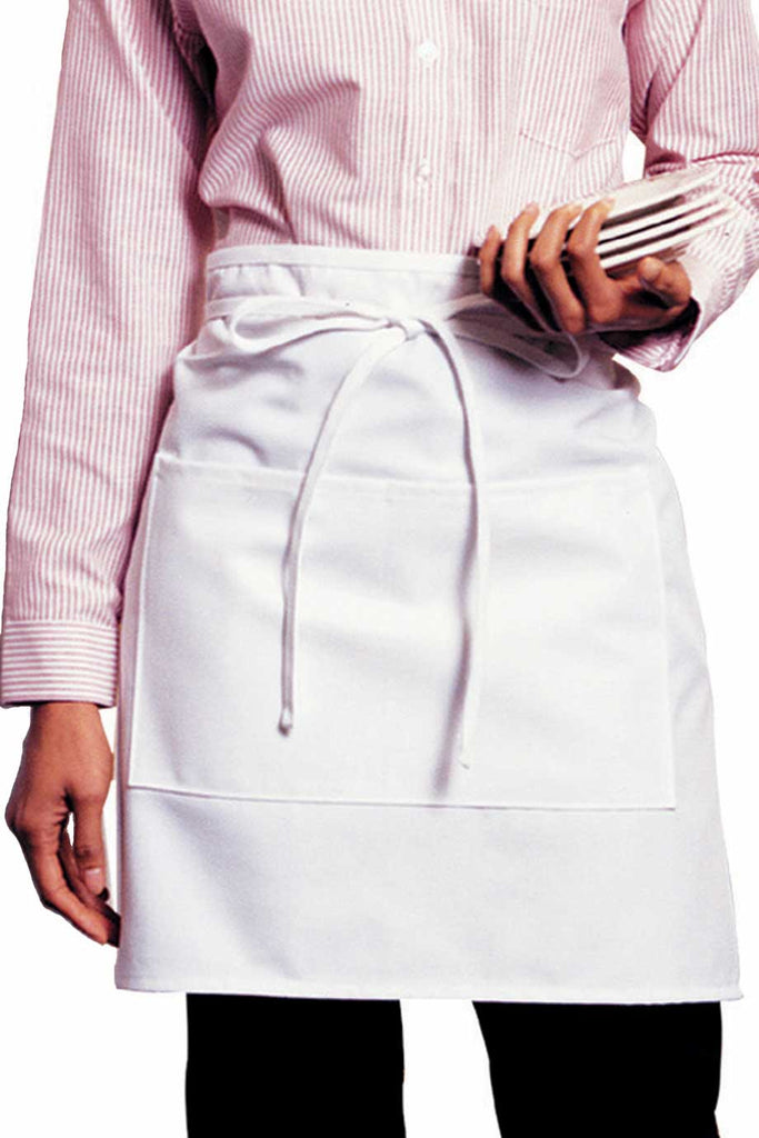 Edwards Garment 9007 2-POCKET HALF BISTRO APRON-WHITE