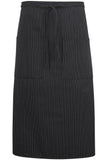 Edwards Garment 9012 2-POCKET LONG BISTRO APRON-BLACK STRIPE