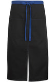 Edwards Garment 9026 SPLIT BISTRO APRON-COLOR BLOCKED-ROYAL wtih BLACK