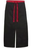 Edwards Garment 9026 SPLIT BISTRO APRON-COLOR BLOCKED-BLACK with RED