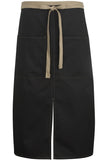 Edwards Garment 9026 SPLIT BISTRO APRON-COLOR BLOCKED-BLACK with KHAKI