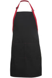 Edwards Garment 9028 BIB APRON-COLOR BLOCKED-BLACK with RED