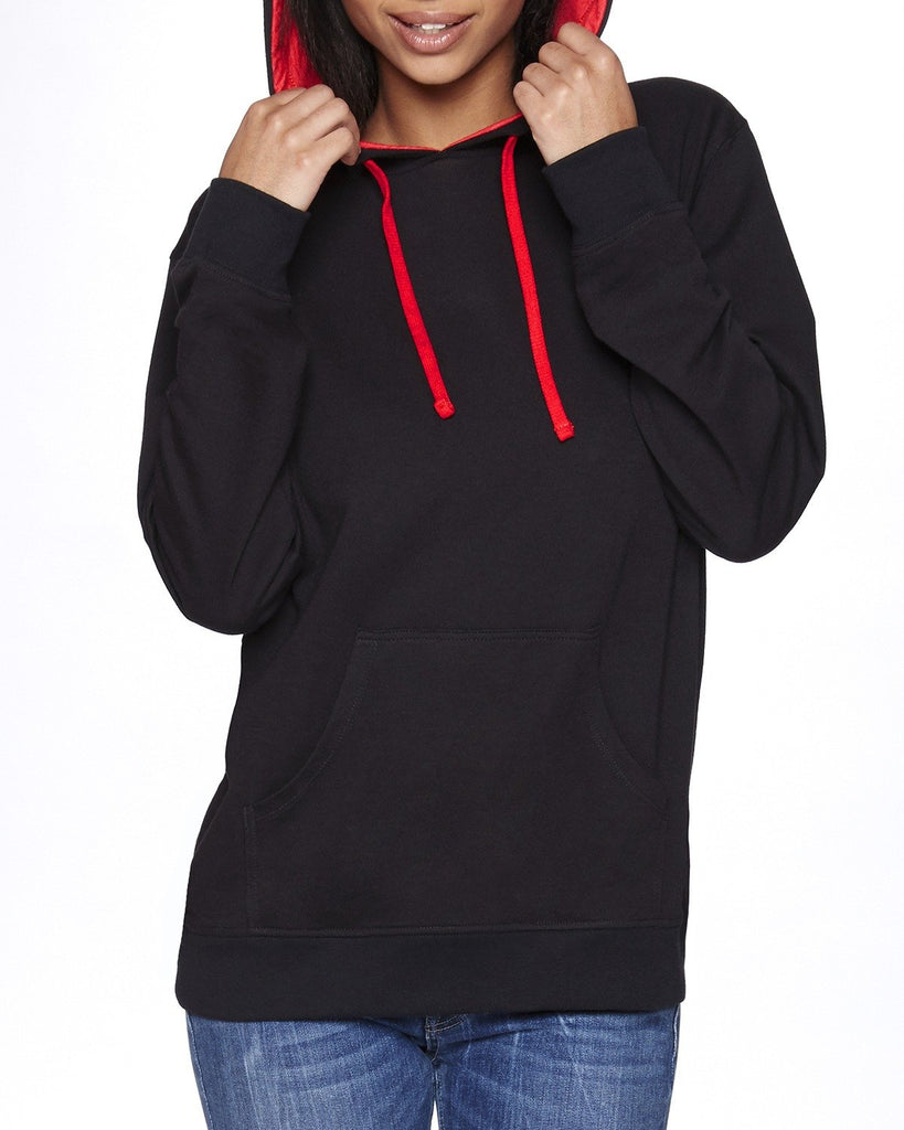 Next Level Apparel-9301-French Terry Pullover Hoodie-BLACK/ RED