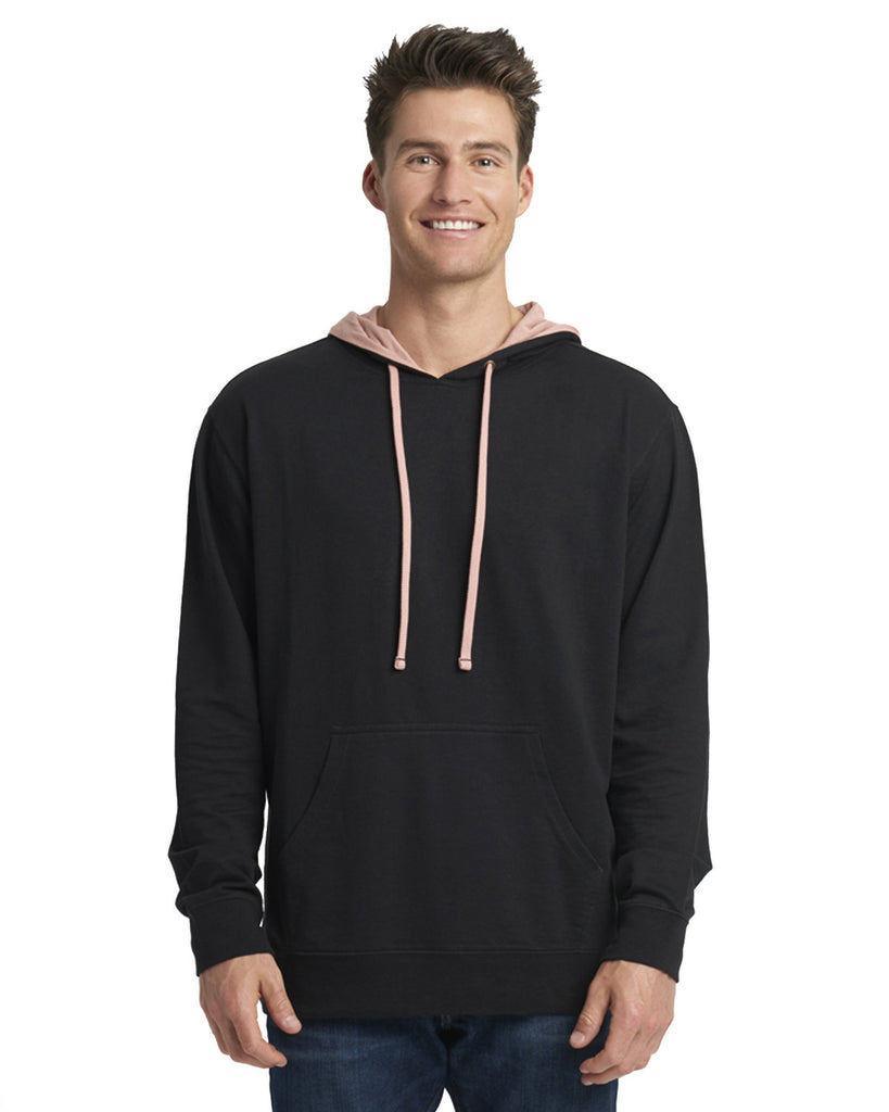 Next Level Apparel-9301-French Terry Pullover Hoodie-BLACK/ DESRT PNK