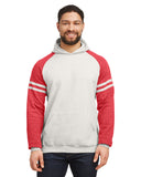 Jerzees-97CR-Nublend Varsity Color Block Hooded Sweatshirt-OAT HTH/ F RD HT