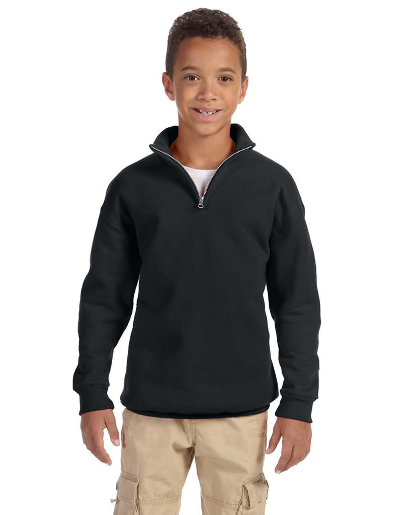 Jerzees-995Y-Youth Nublend Quarter Zip Cadet Collar Sweatshirt-BLACK