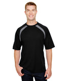A4-N3001-Mens Spartan Short Sleeve Color Block Crew Neck T-Shirt-BLACK/ GRAPHITE