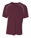 A4-N3001-Mens Spartan Short Sleeve Color Block Crew Neck T-Shirt-MAROON/ GRAPHITE