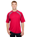 A4-N3001-Mens Spartan Short Sleeve Color Block Crew Neck T-Shirt-SCARLET/ GRAPHIT