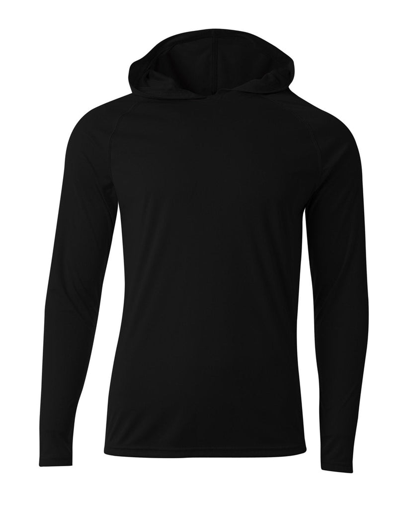 A4-N3409-Mens Cooling Performance Long-Sleeve Hooded T-shirt-BLACK