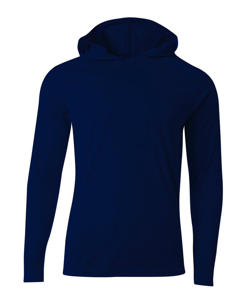 A4-N3409-Mens Cooling Performance Long-Sleeve Hooded T-shirt-NAVY