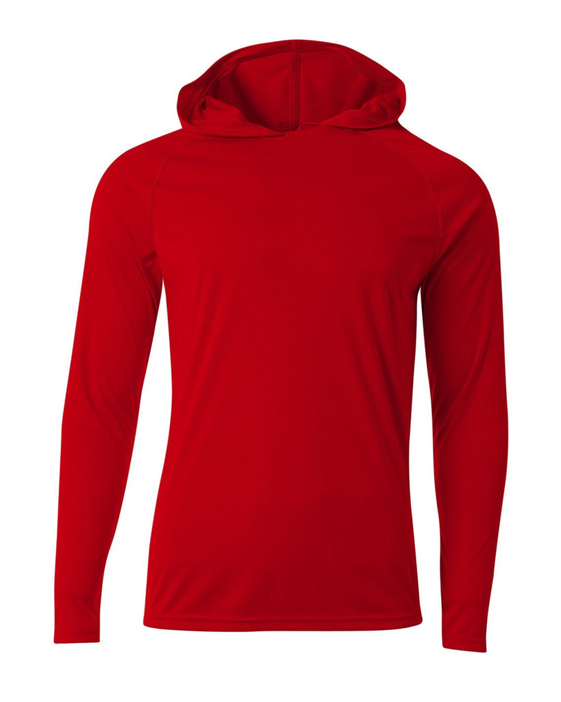 A4-N3409-Mens Cooling Performance Long-Sleeve Hooded T-shirt-SCARLET