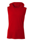 A4-N3410-Mens Cooling Performance Sleeveless Hooded T-shirt-SCARLET