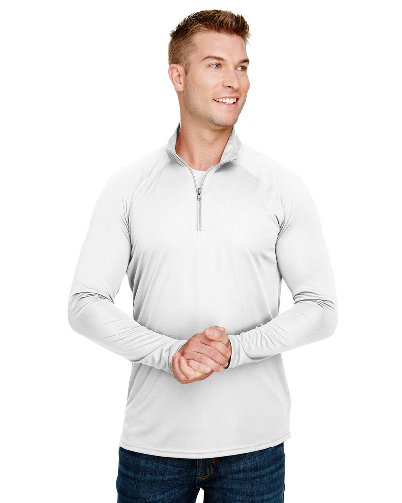 A4-N4268-Adult Daily Polyester 1/4 Zip-WHITE