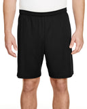 A4-N5244-Adult 7" Inseam Cooling Performance Shorts-BLACK
