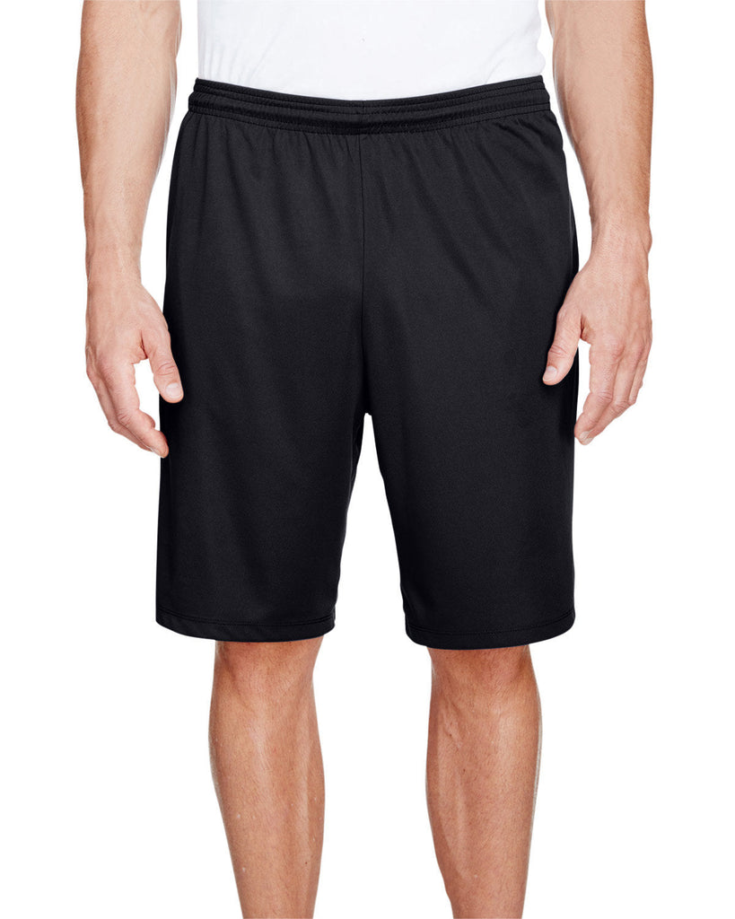 A4-N5338-Mens 9" Inseam Pocketed Performance Shorts-BLACK