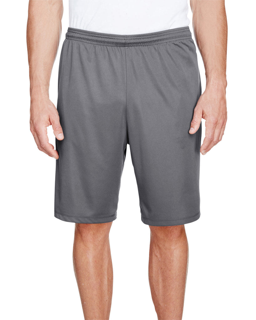 A4-N5338-Mens 9" Inseam Pocketed Performance Shorts-GRAPHITE
