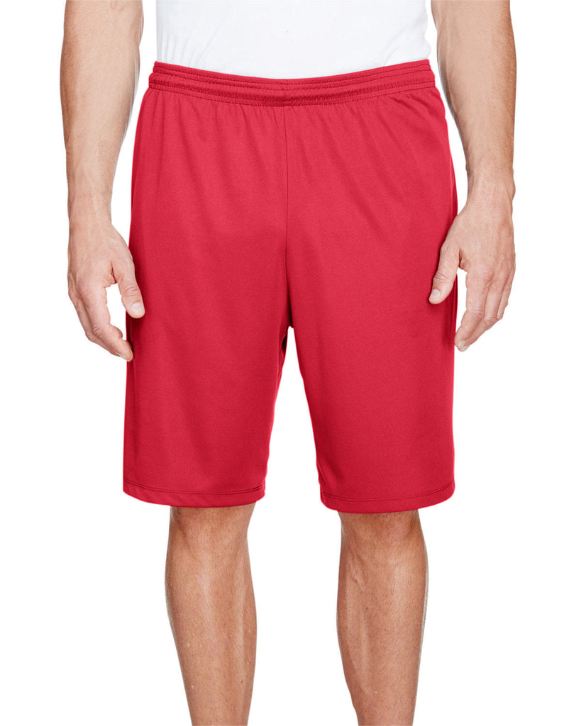 A4-N5338-Mens 9" Inseam Pocketed Performance Shorts-SCARLET