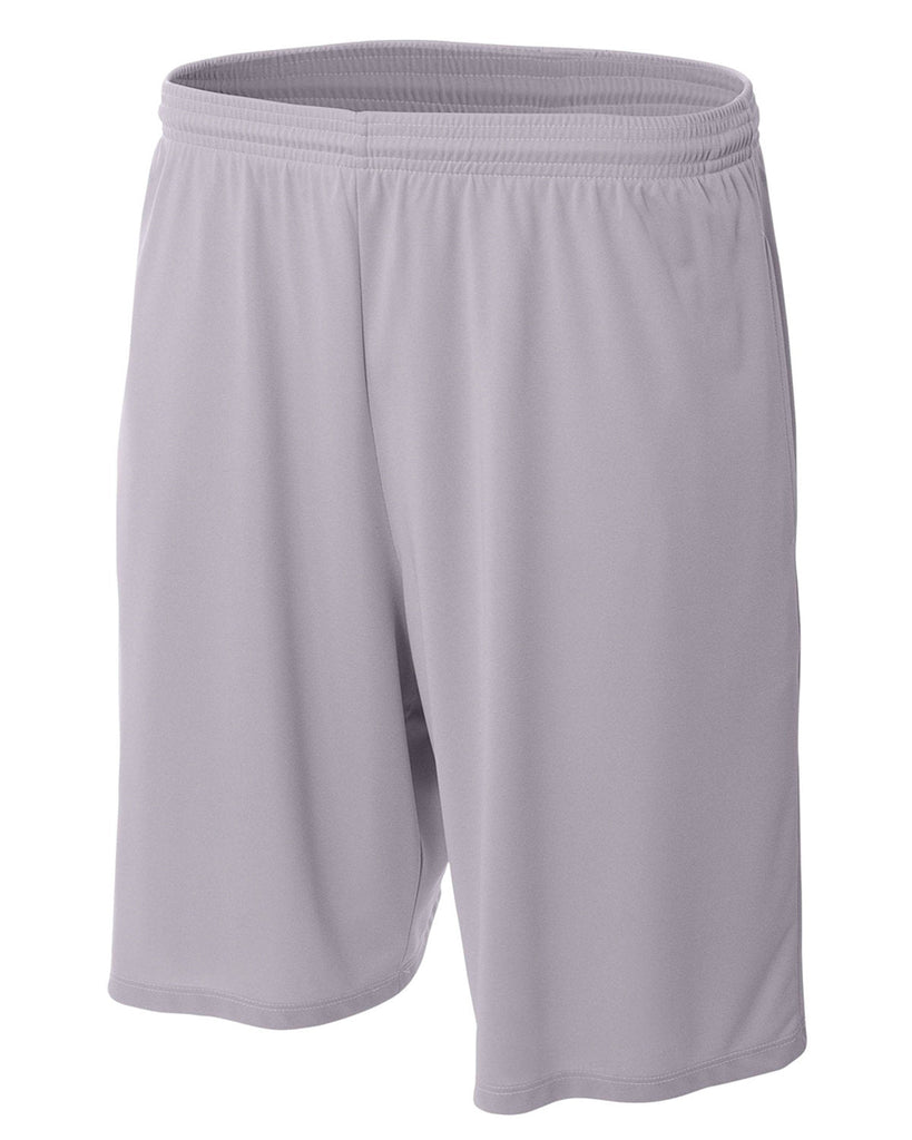 A4-N5338-Mens 9" Inseam Pocketed Performance Shorts-SILVER