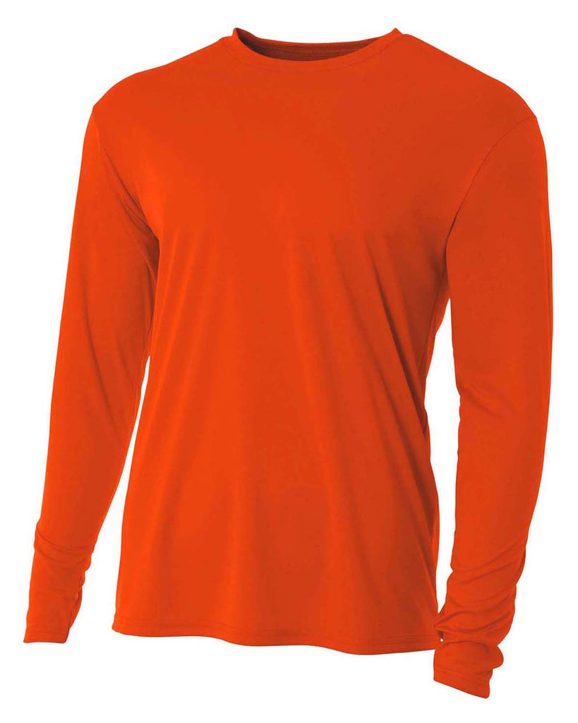 A4-NB3165-Youth Long Sleeve Cooling Performance Crew Shirt-ATHLETIC ORANGE