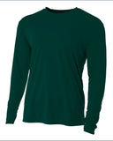 A4-NB3165-Youth Long Sleeve Cooling Performance Crew Shirt-FOREST GREEN