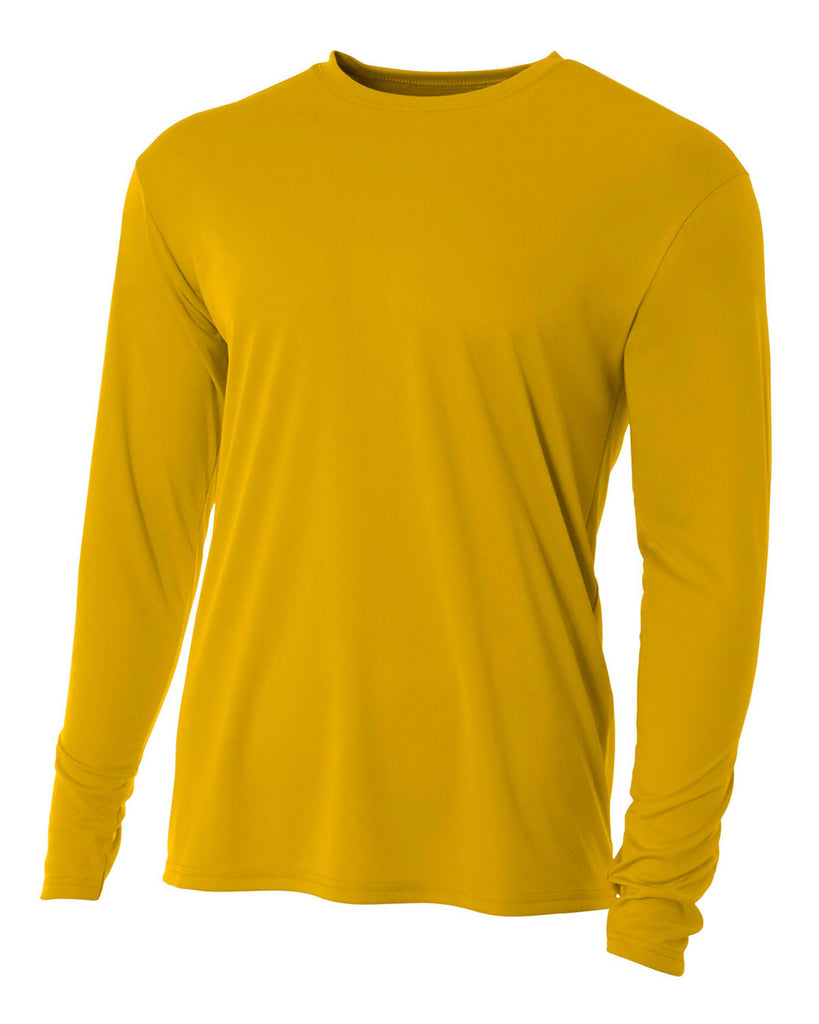 A4-NB3165-Youth Long Sleeve Cooling Performance Crew Shirt-GOLD