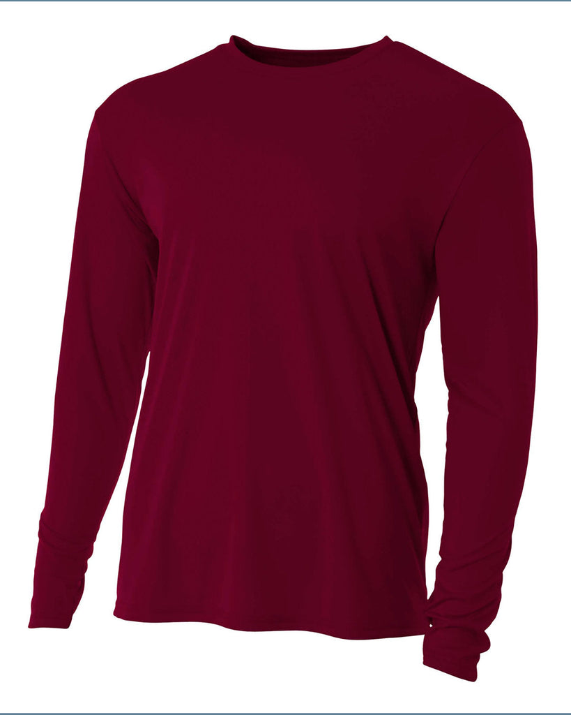 A4-NB3165-Youth Long Sleeve Cooling Performance Crew Shirt-MAROON