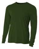 A4-NB3165-Youth Long Sleeve Cooling Performance Crew Shirt-MILITARY GREEN