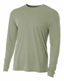 A4-NB3165-Youth Long Sleeve Cooling Performance Crew Shirt-OLIVE