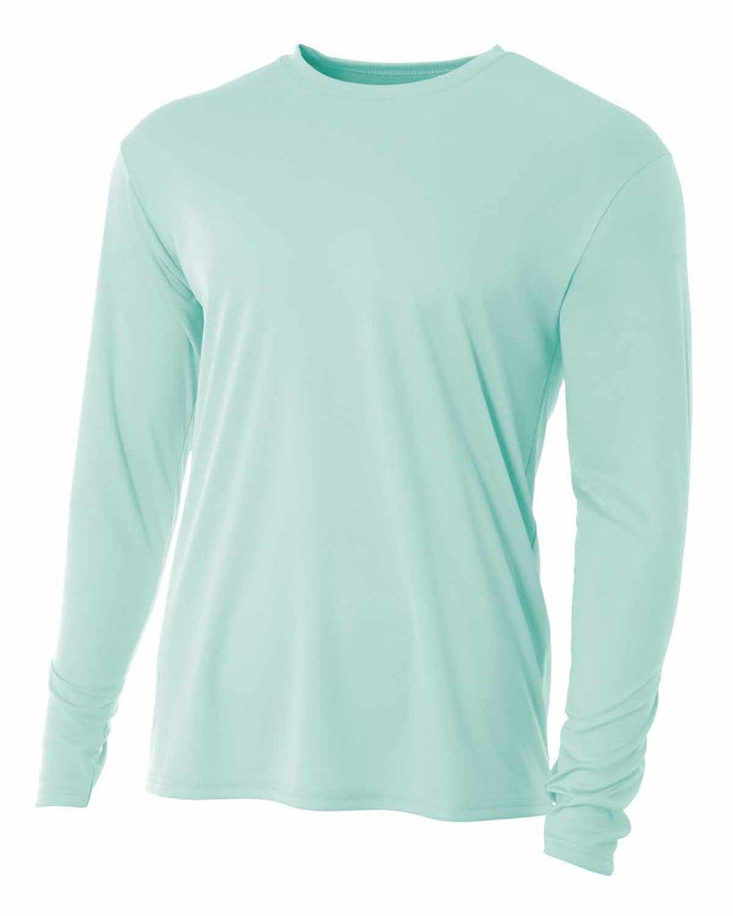 A4-NB3165-Youth Long Sleeve Cooling Performance Crew Shirt-PASTEL MINT