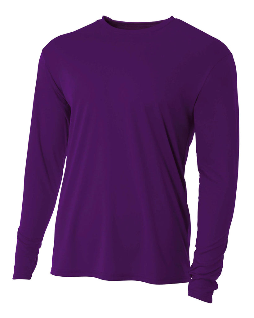A4-NB3165-Youth Long Sleeve Cooling Performance Crew Shirt-PURPLE