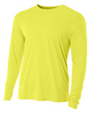 A4-NB3165-Youth Long Sleeve Cooling Performance Crew Shirt-SAFETY YELLOW