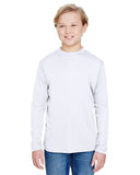 A4-NB3165-Youth Long Sleeve Cooling Performance Crew Shirt-WHITE